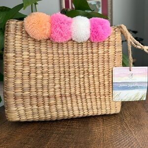 Sea And Grass Pom Pom Eva Straw Wristlet